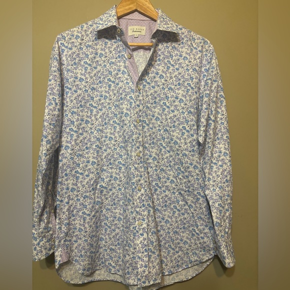 TED BAKER Endurance 100% Cotton Floral Button Down Shirt - Picture 12 of 13